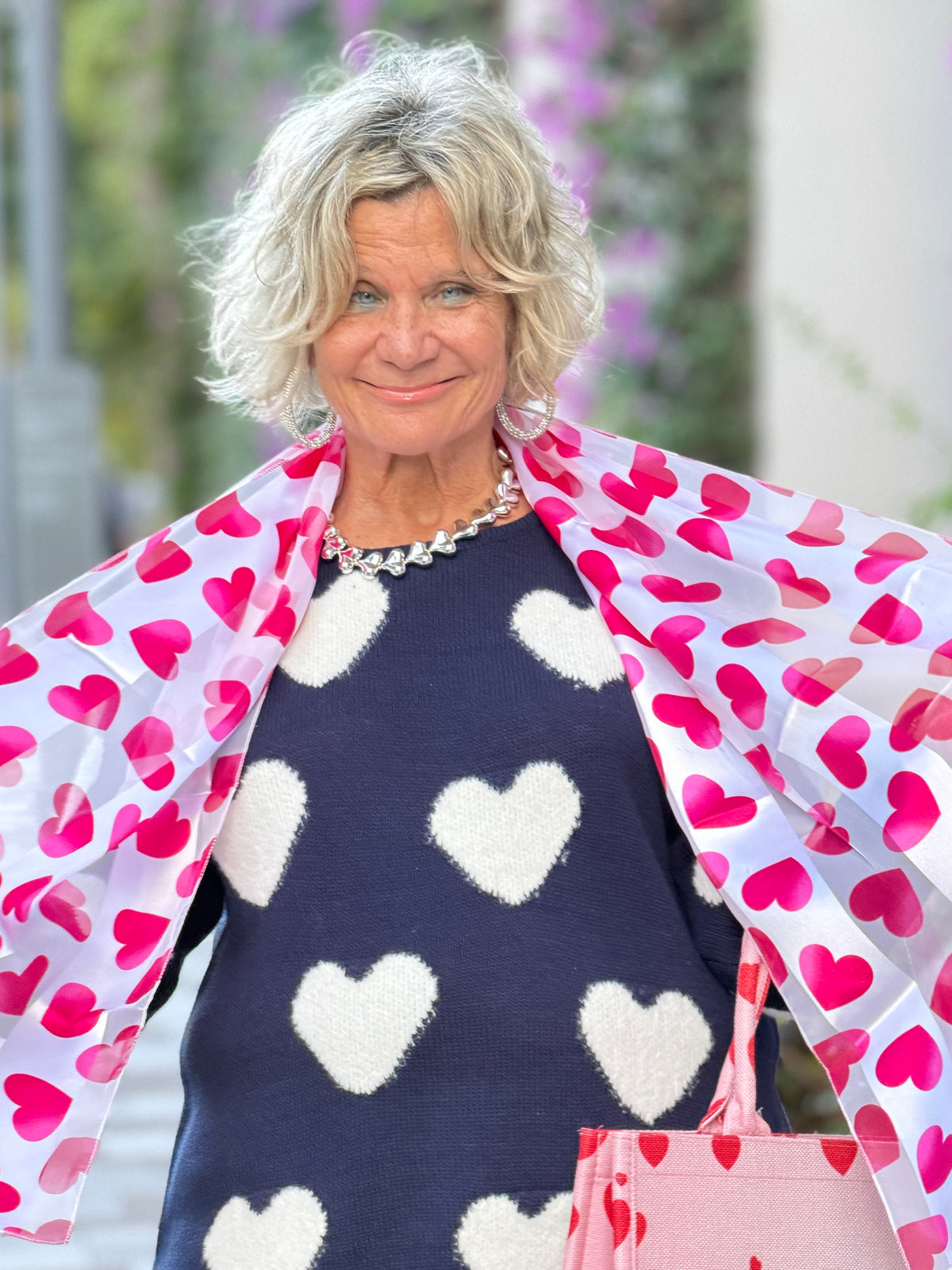 LULU-B NAVY FUZZY HEART SWEATER