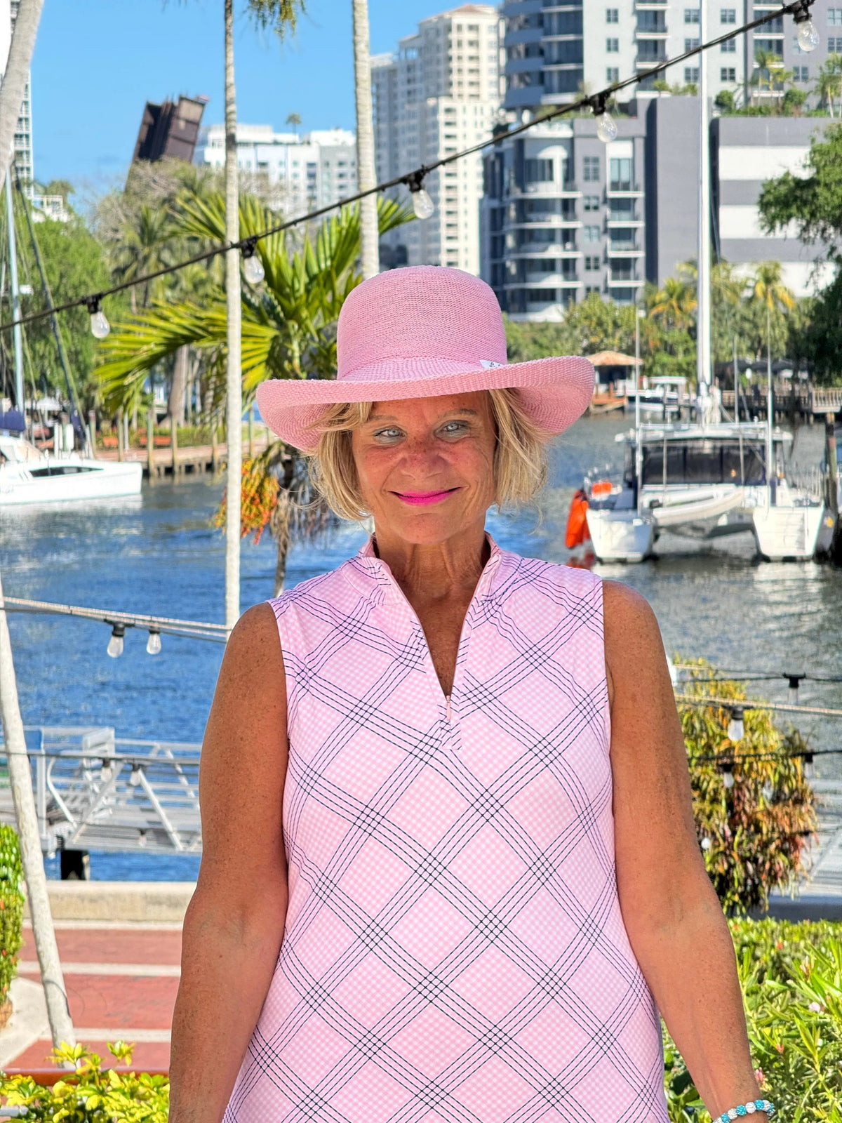 LULU B PINK CHIC MIDI SLEEVELESS 1/4 ZIP MAXI DRESS