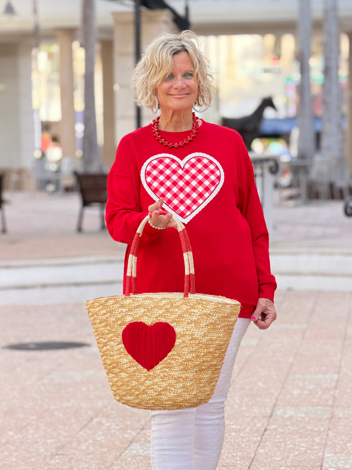 Gingham Heart Luxe Pullover