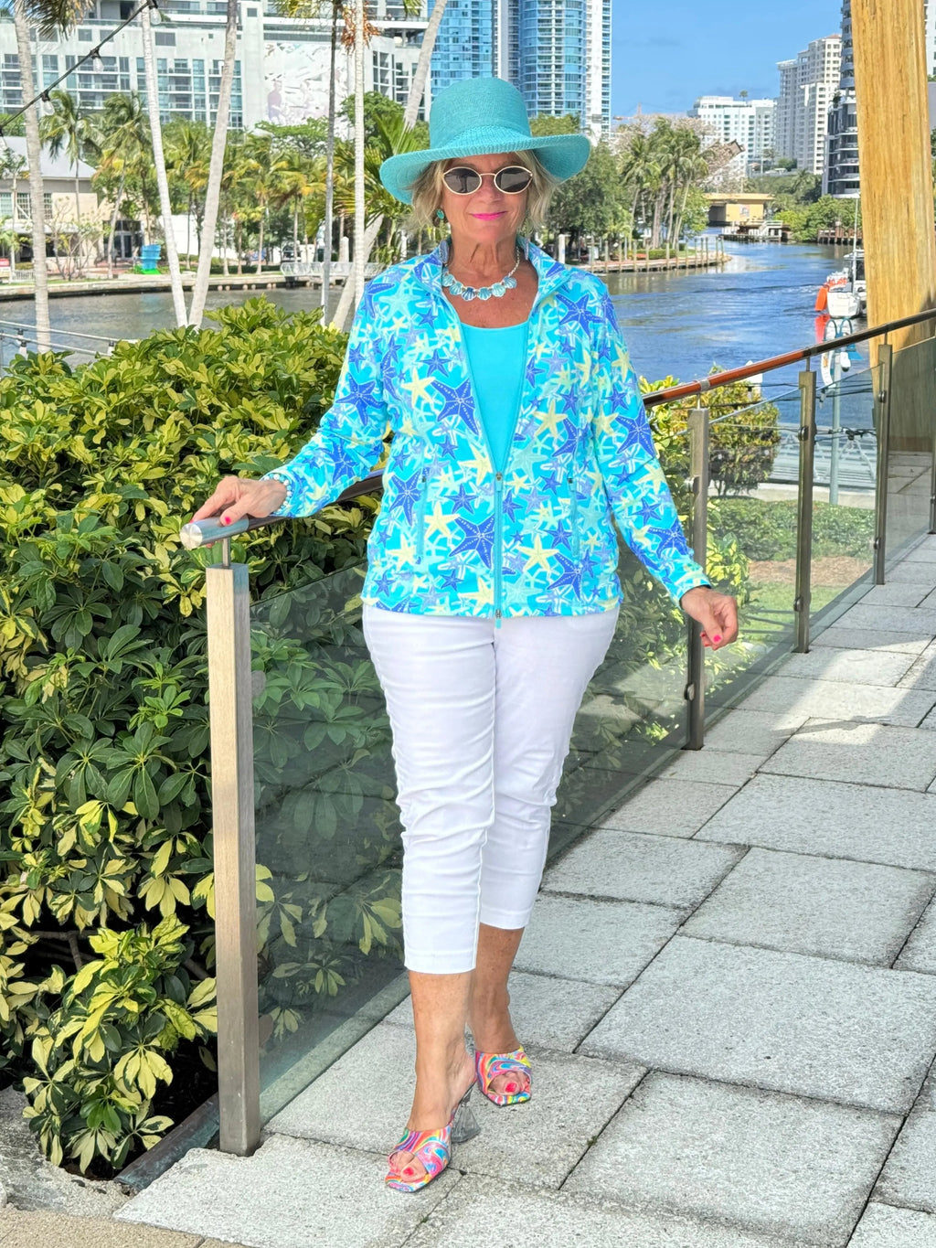 LULU B STARFISH SPLASH FULL ZIPPER JACKET