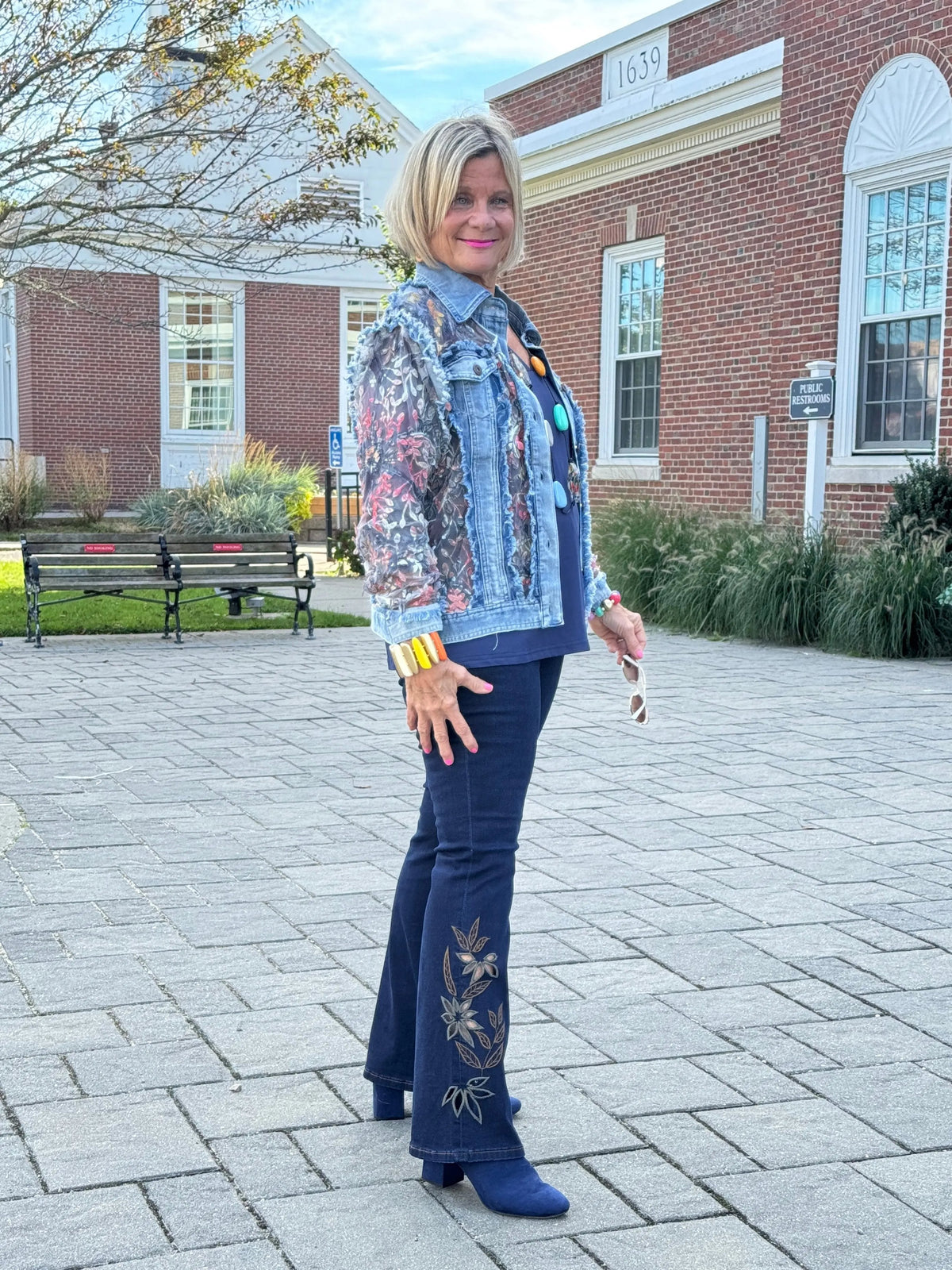 Ethyl Denim & Floral Insert Coat - Virtue