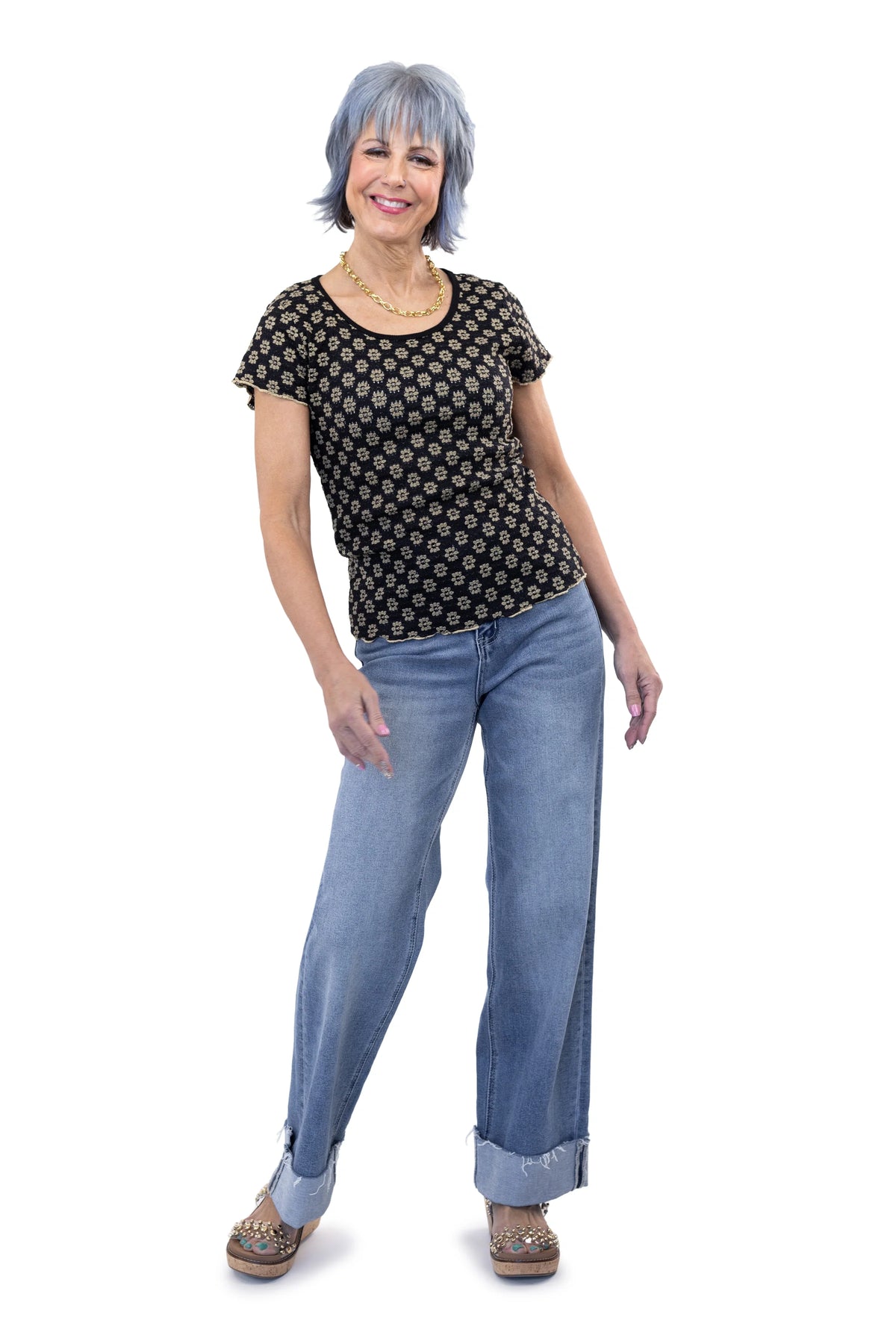 Women's Floral Lace Short Sleeve Top