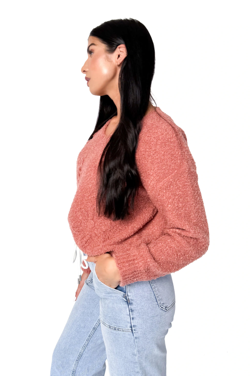ALB Custom Women's V-Neck Floral Sweater