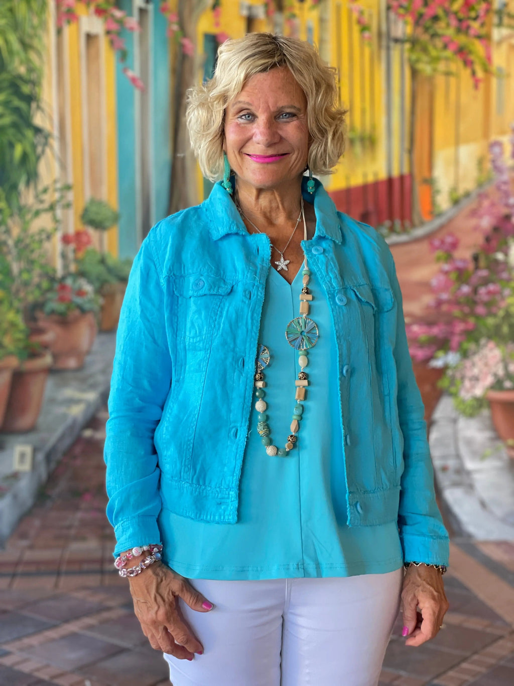 LULU B  AQUA LINEN JACKET