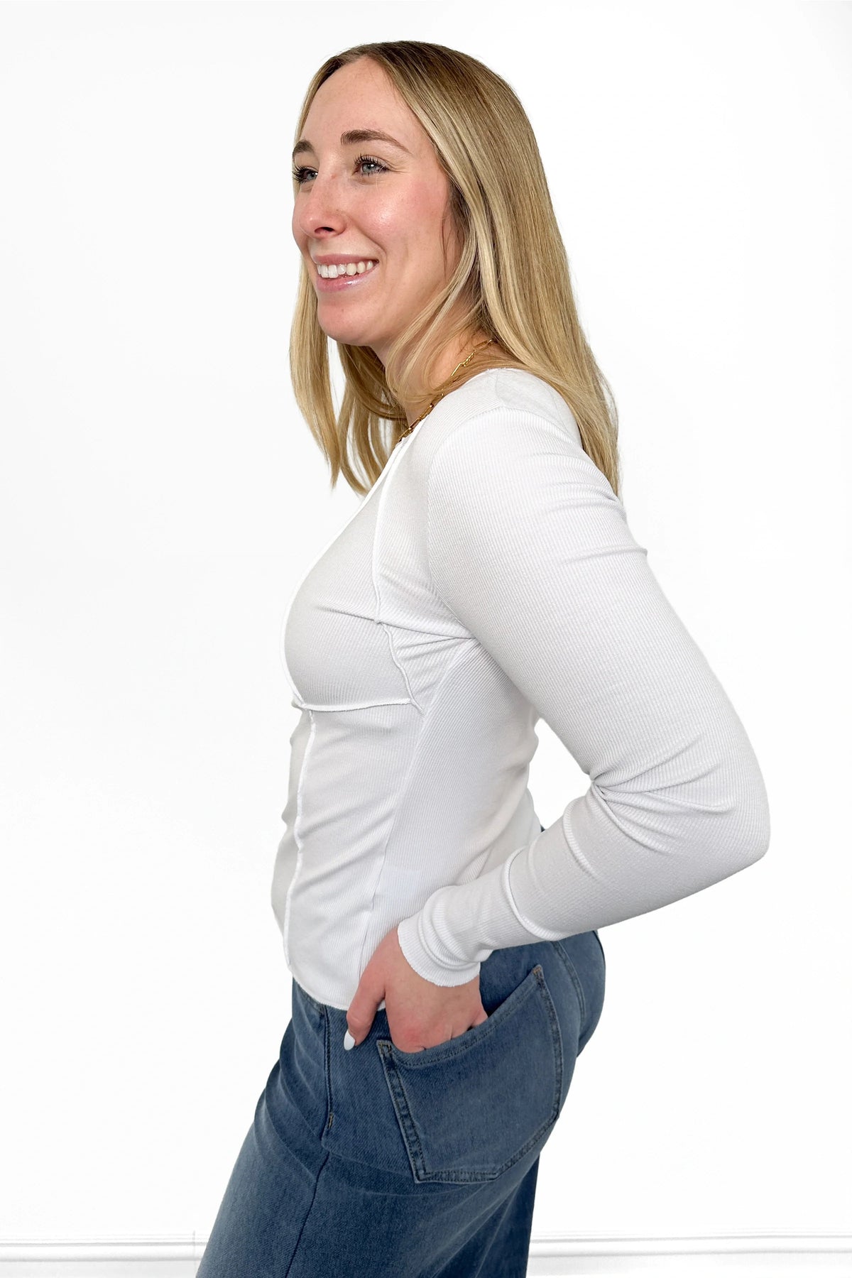 ALB Custom Women's Ribbed Exposed Seam Long Sleeve Top
