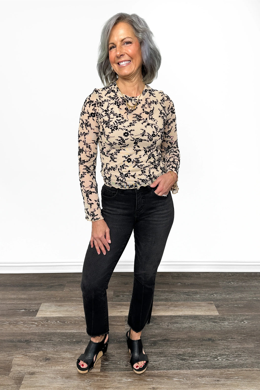 ALB Custom Women's Floral Mesh Layering Top
