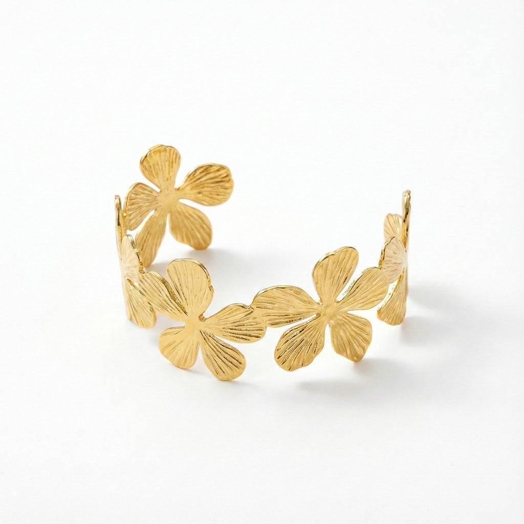 ALB Custom Gold Floral Cuff Bracelet