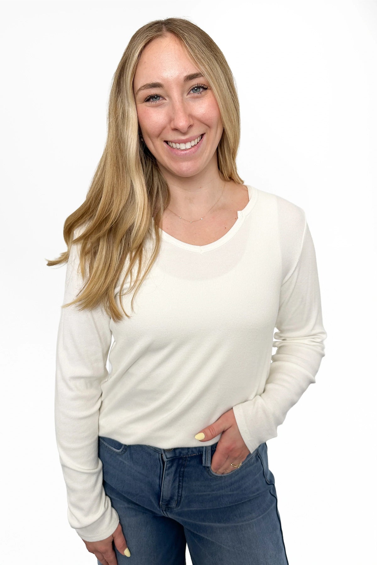 ALB Custom Women's Ribbed Notched Neckline Top