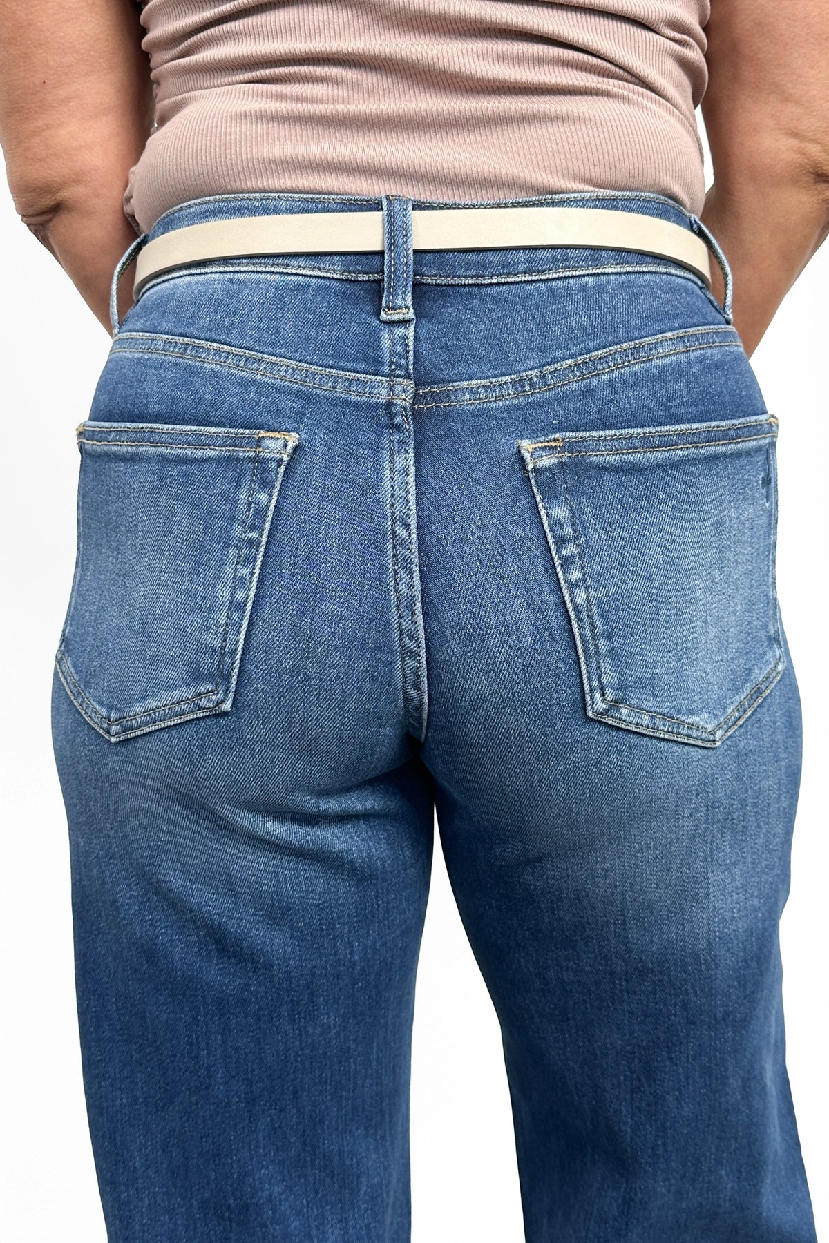 The Darcy Mid-Rise Tummy Control Barrel Jeans