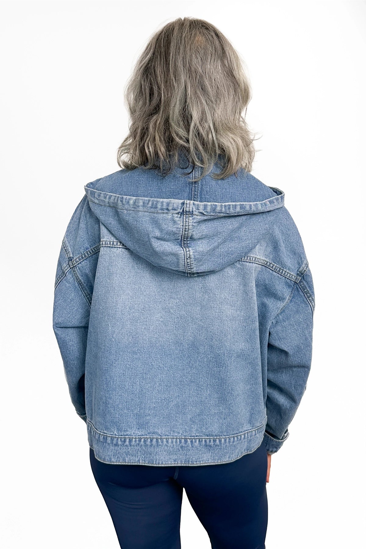 The Tate Long Sleeve Hooded Denim Jacket - Light Blue