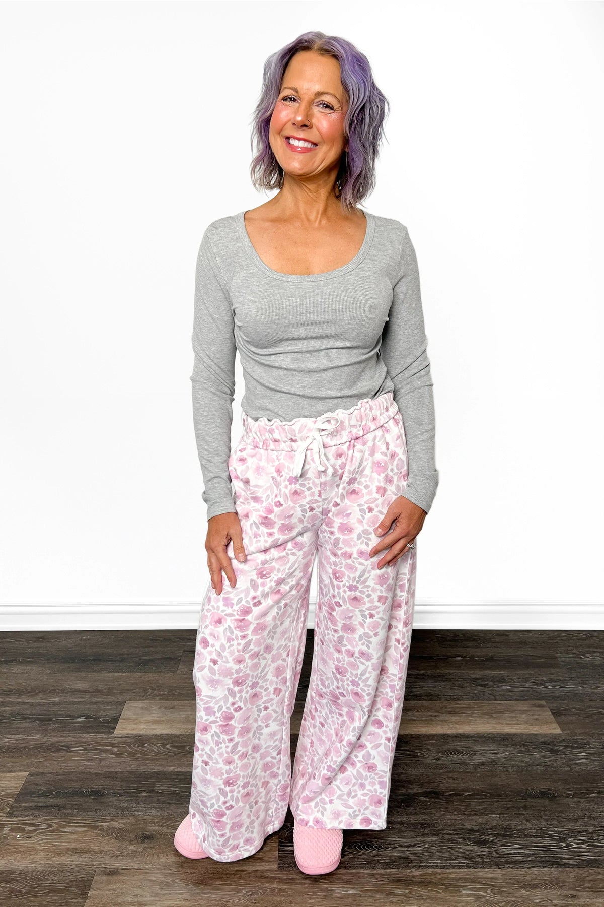 ALB Custom Women's Floral Print Wide Leg Pants - Two Inseams