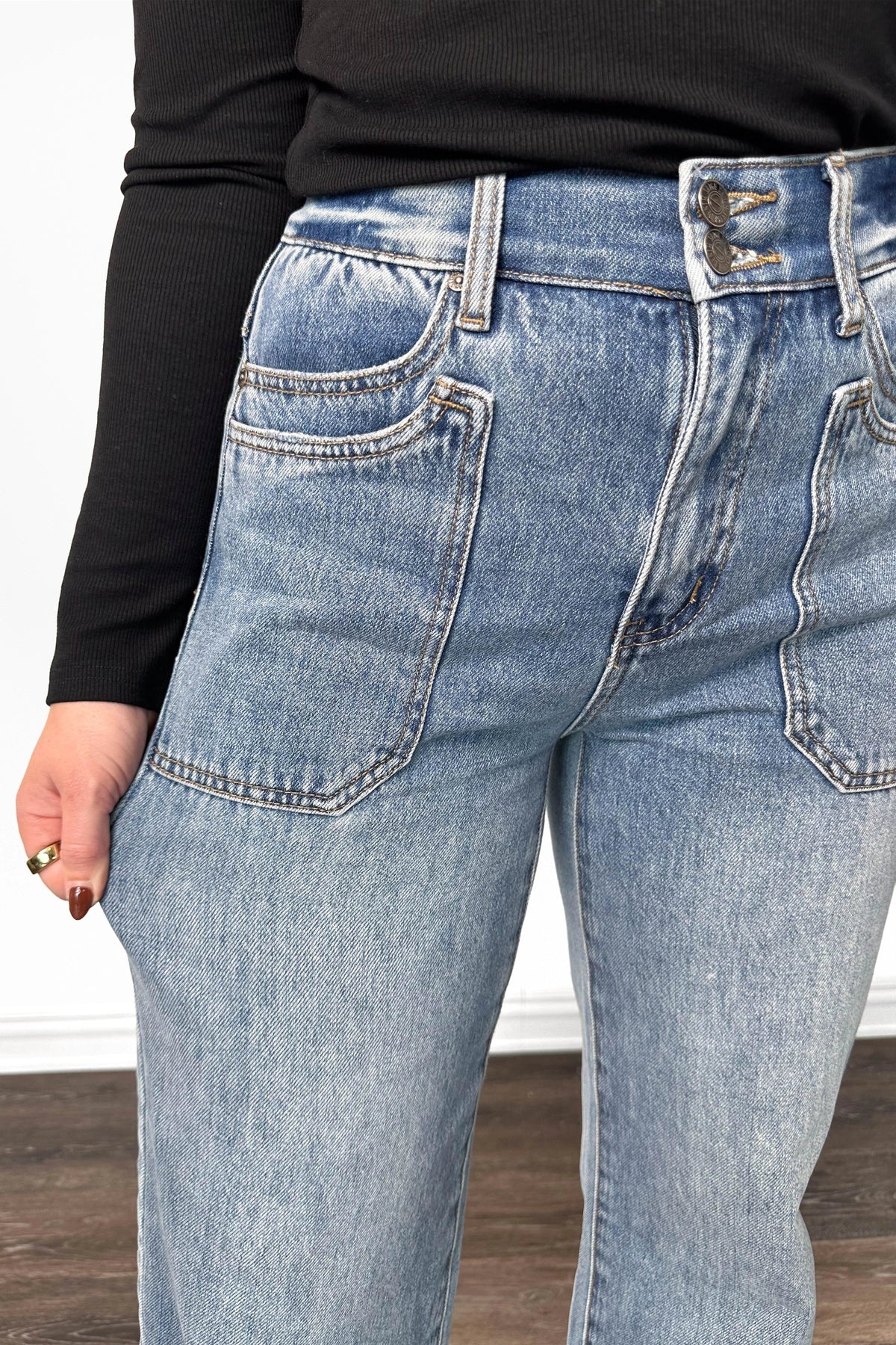 The Scout High-Rise Tummy Control Double Pocket Wide Leg Denim