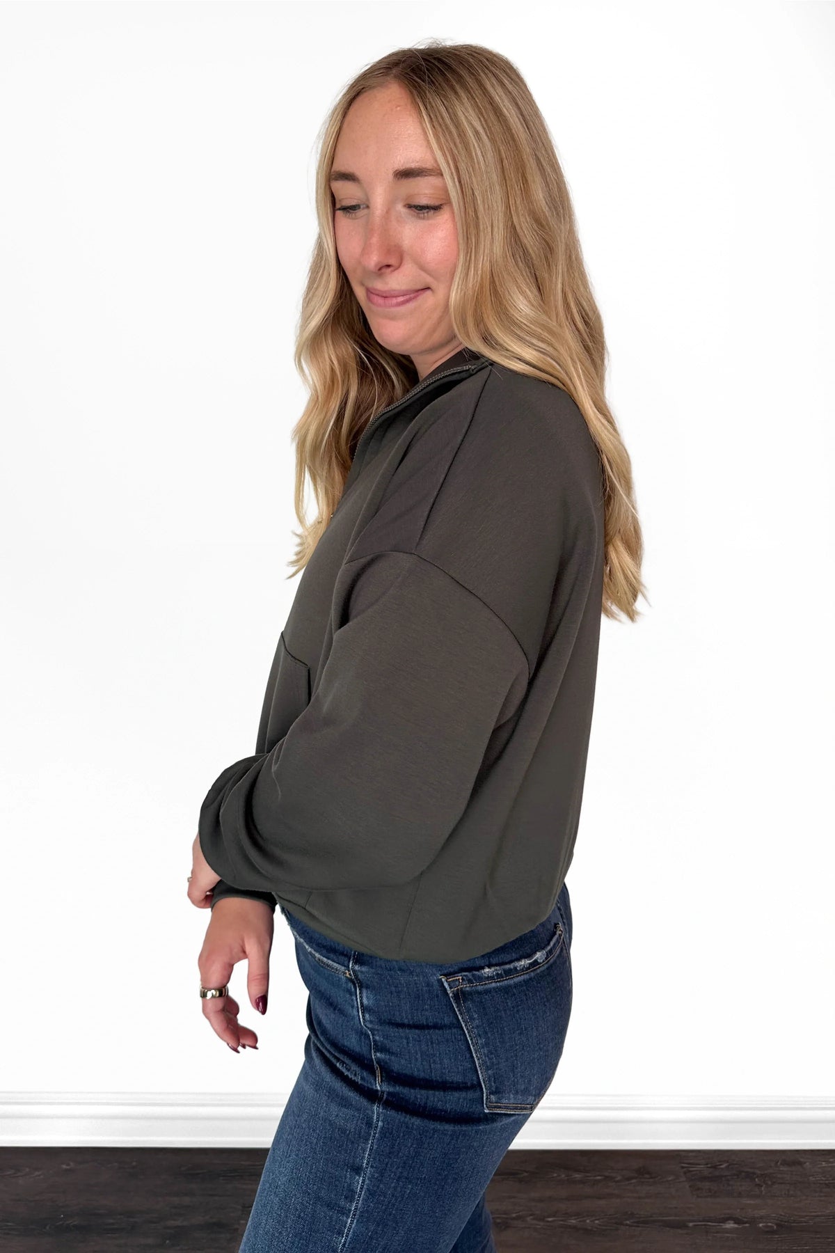 ALB Custom Women's Premium Quarter Zip Pouch Pocket Pullover