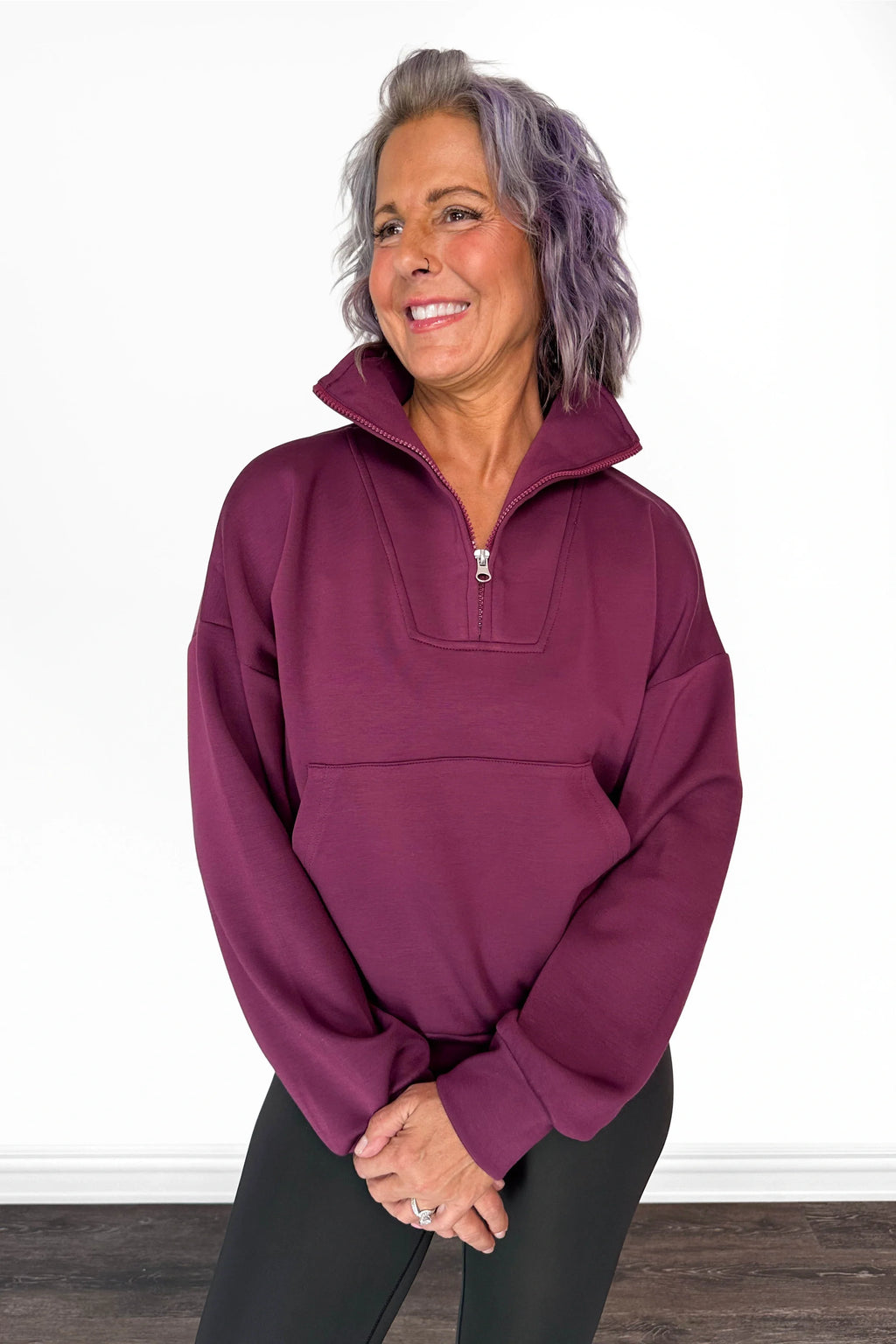 ALB Custom Women's Premium Quarter Zip Pouch Pocket Pullover