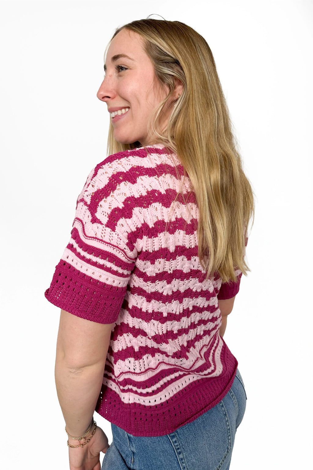 ALB Custom Women's Striped Wave Knit Top