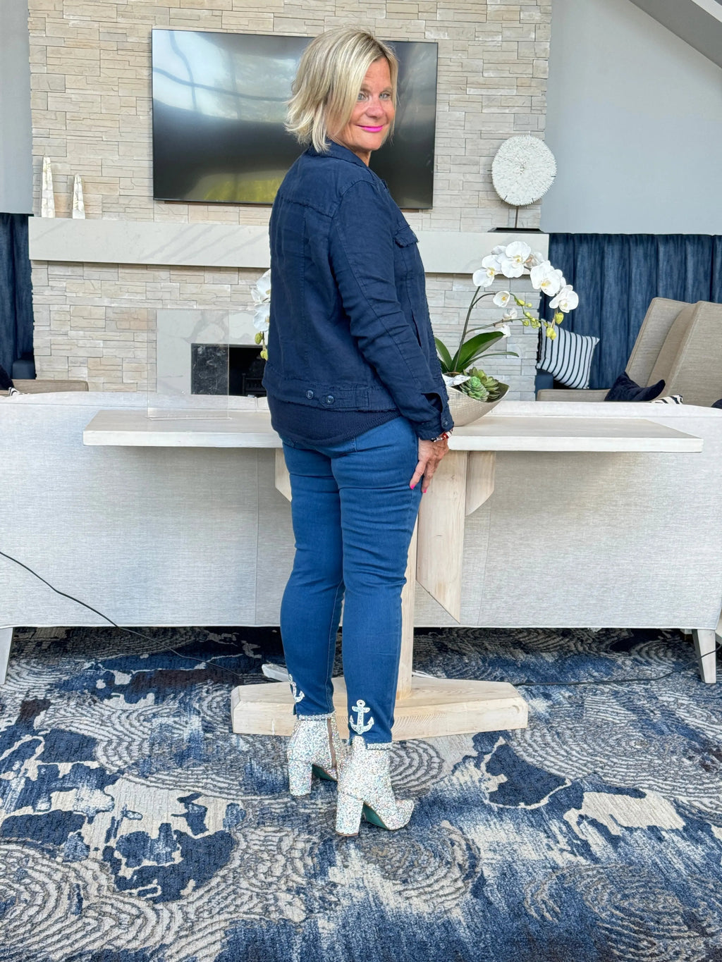 LULU-B DENIM NAVY ANCHOR DENIM