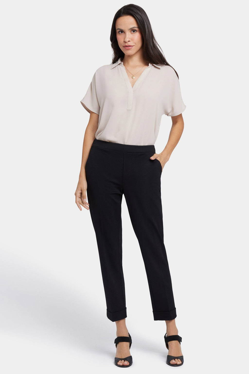 Cassidy Ankle Pull-On Trouser Pants - Black