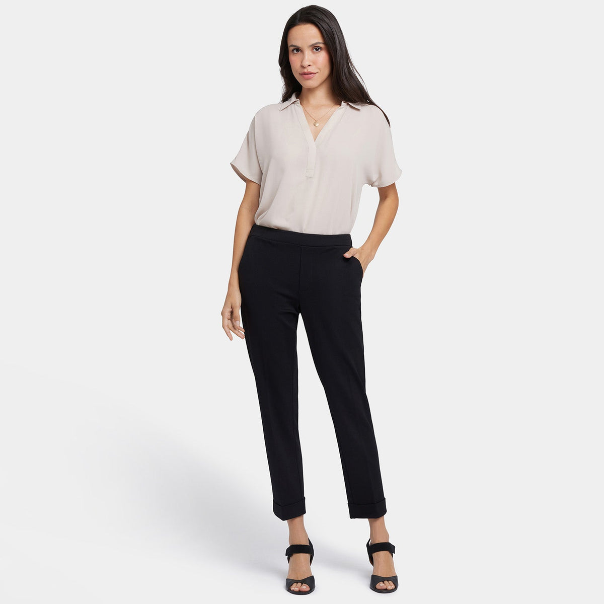 Cassidy Ankle Pull-On Trouser Pants - Black