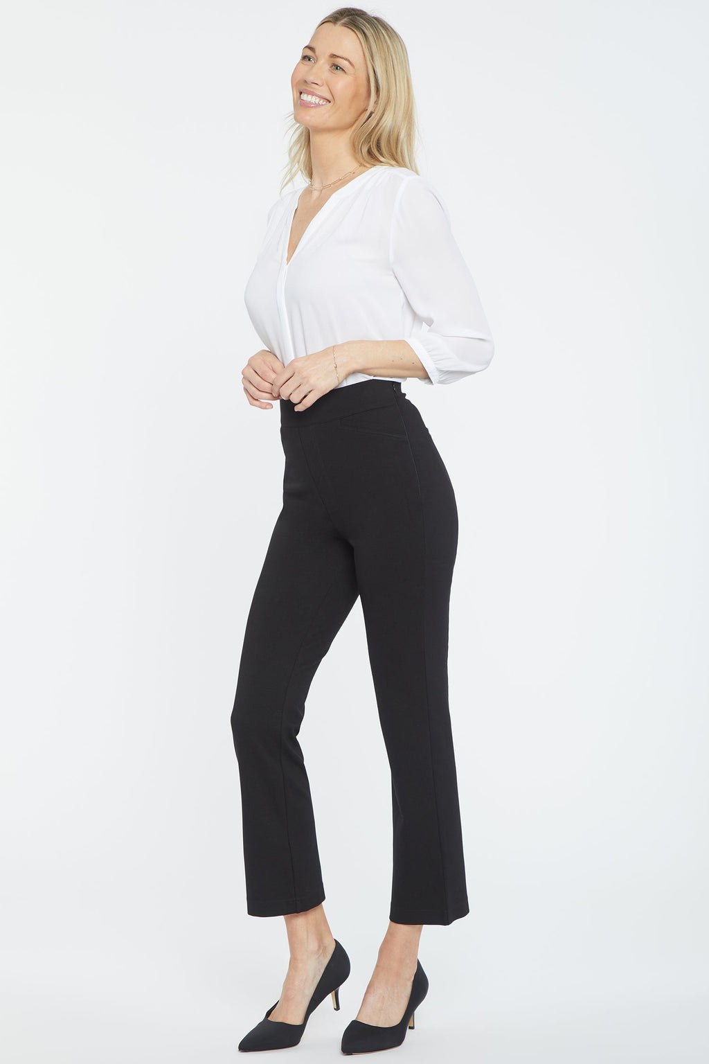 Pull-On Straight Crop Pants - Black