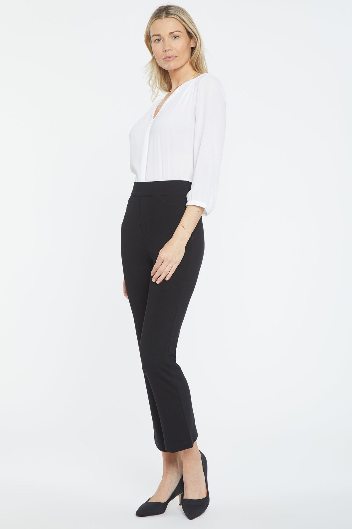 Pull-On Straight Crop Pants - Black