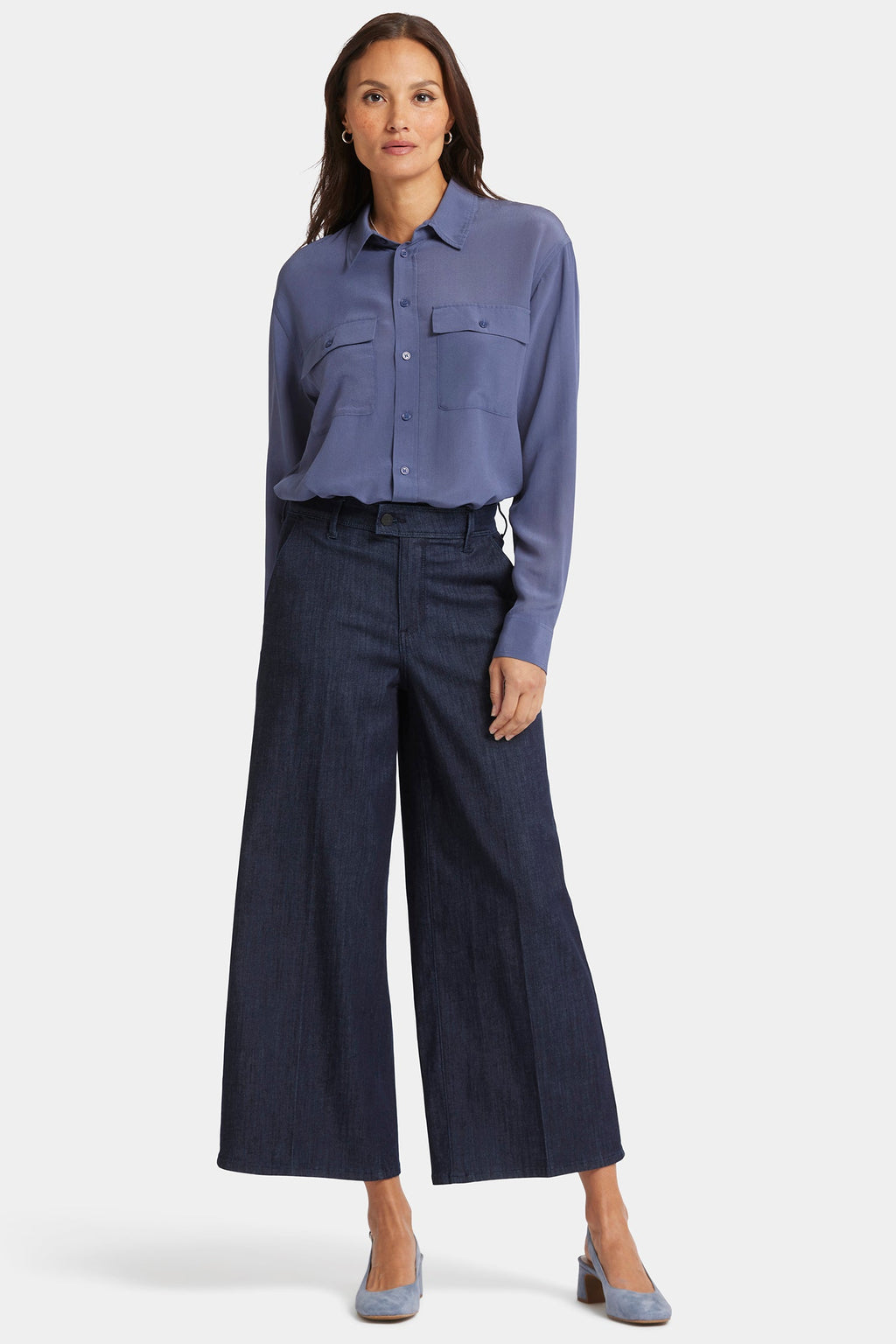 Mona Wide Leg Trouser Ankle Jeans - Lightweight Rinse