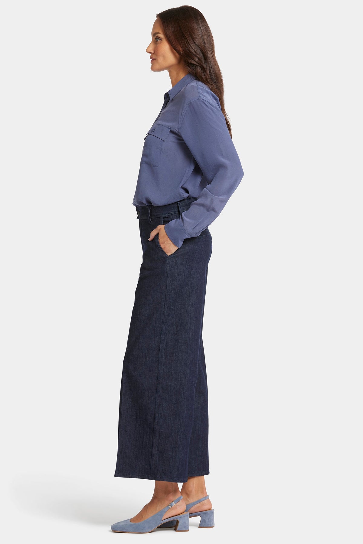 Mona Wide Leg Trouser Ankle Jeans - Lightweight Rinse