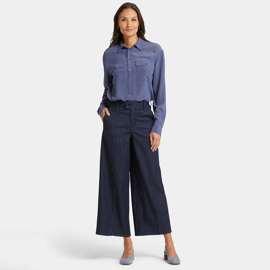 Mona Wide Leg Trouser Ankle Jeans - Lightweight Rinse