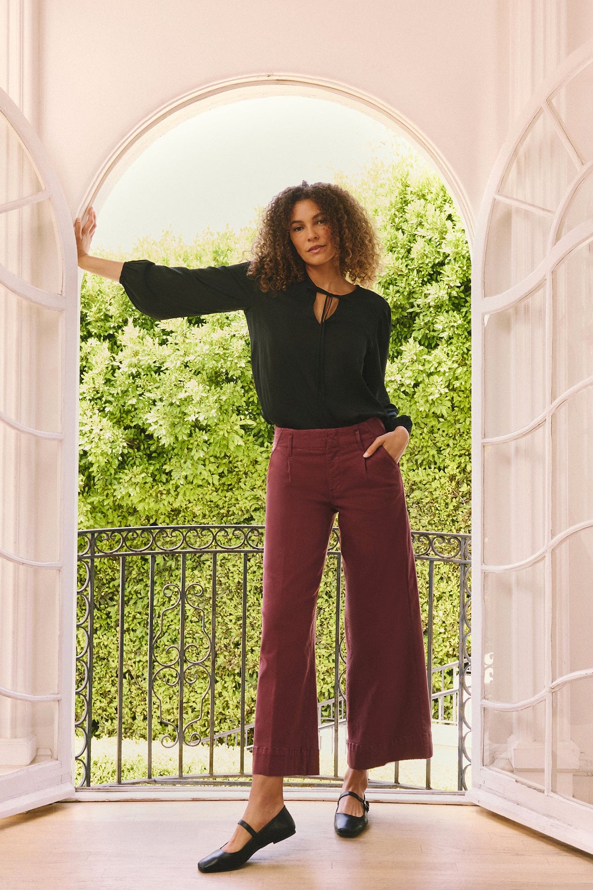 Mona Wide Leg Trouser Jeans - Sienna Red