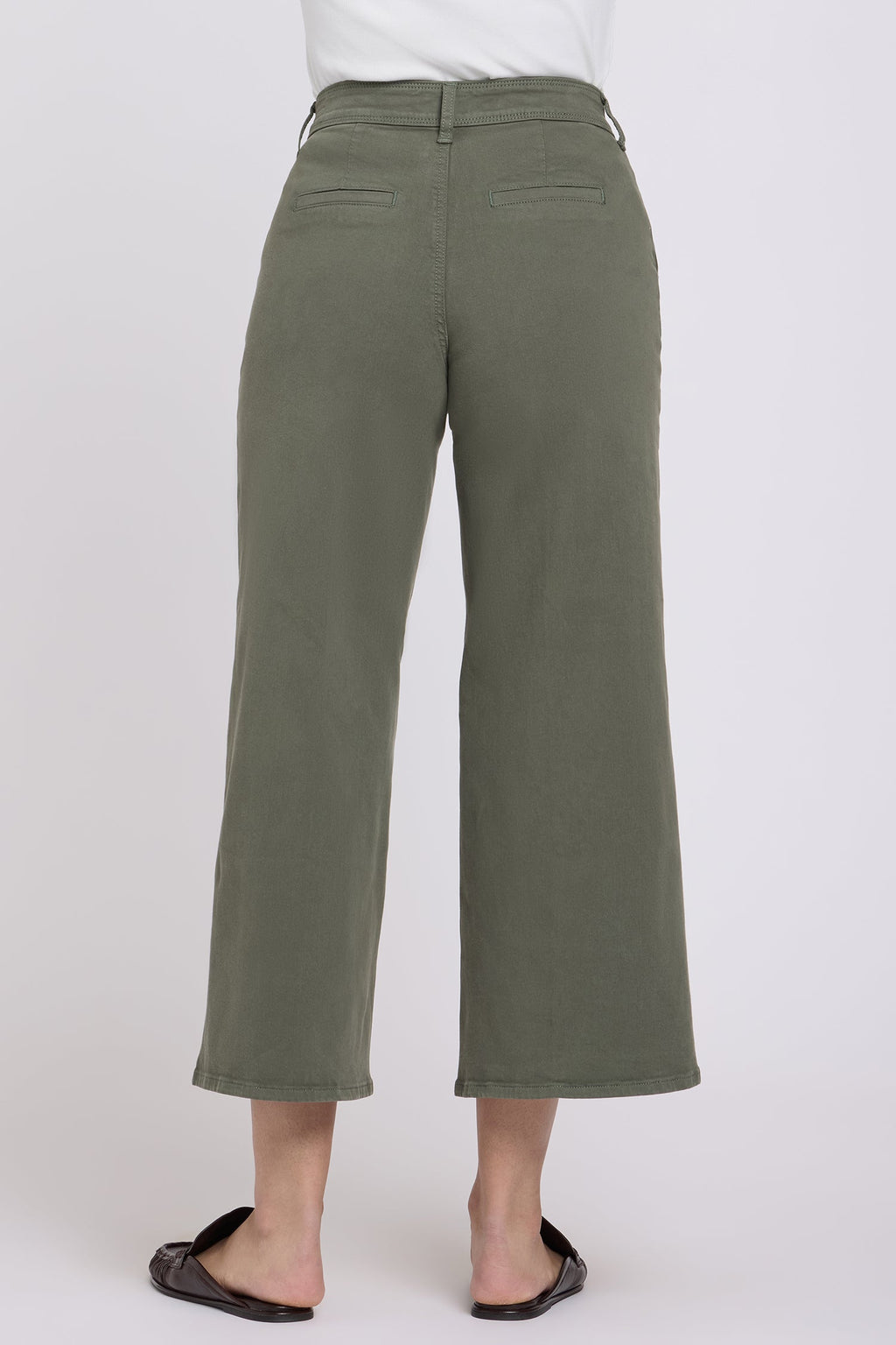 Mona Wide Leg Trouser Ankle Jeans  - Desert Green