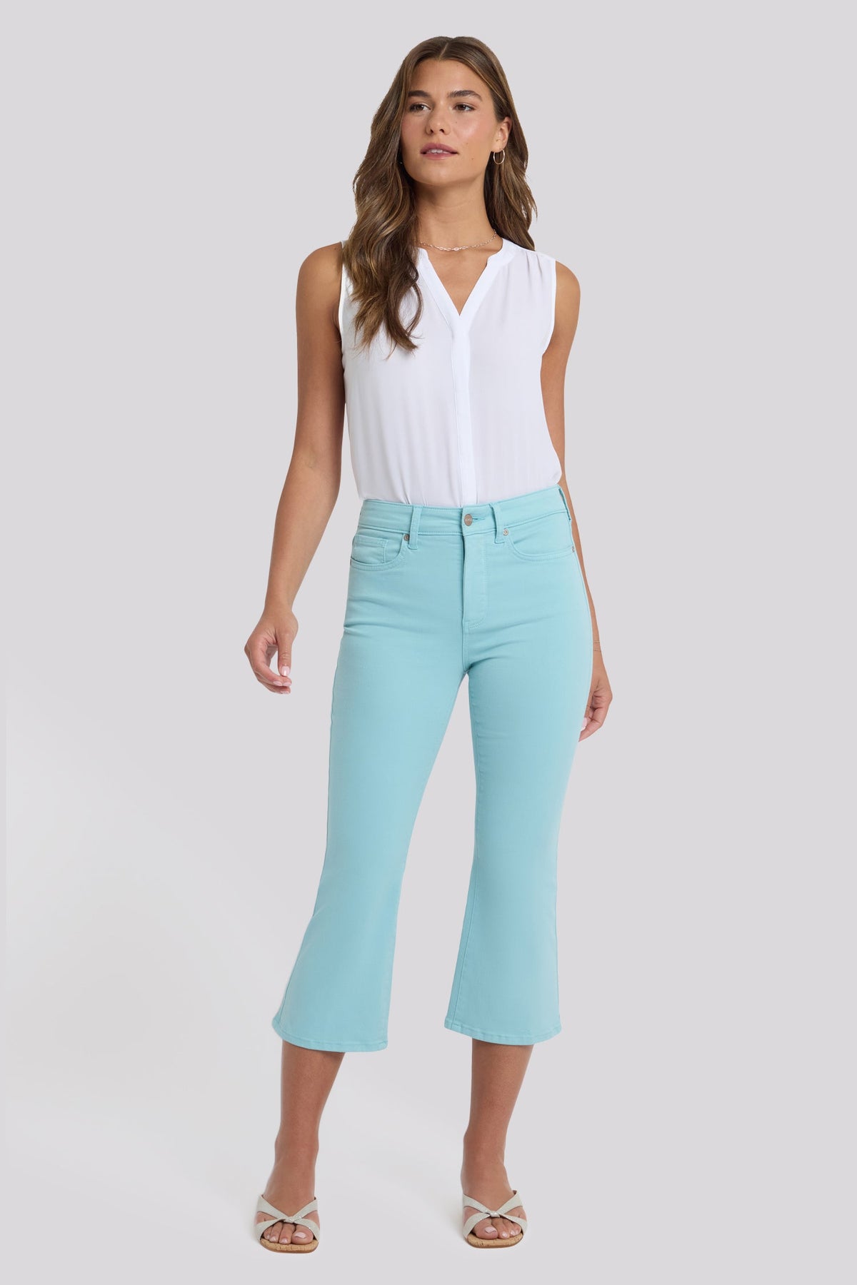 Monica Kick Flare Crop Jeans - Aqua Haze