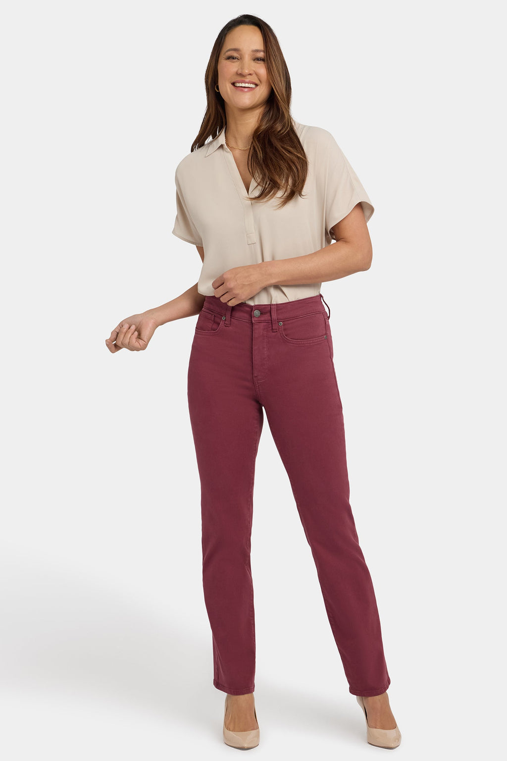 Marilyn Straight Jeans - True Burgundy