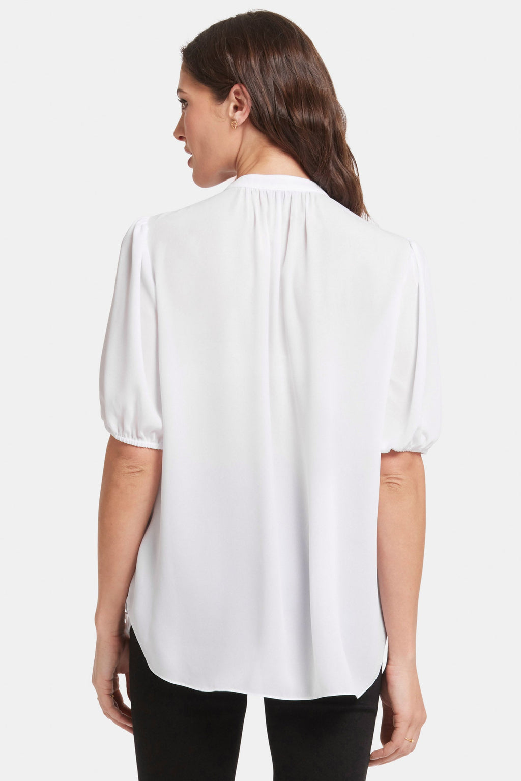 Short Puff Sleeve Popover Top - Optic White