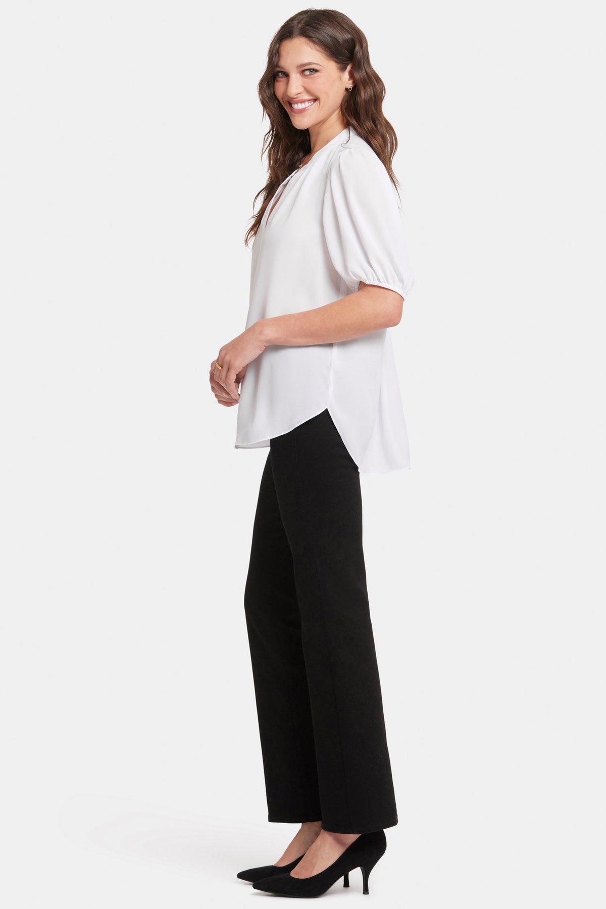 Short Puff Sleeve Popover Top - Optic White