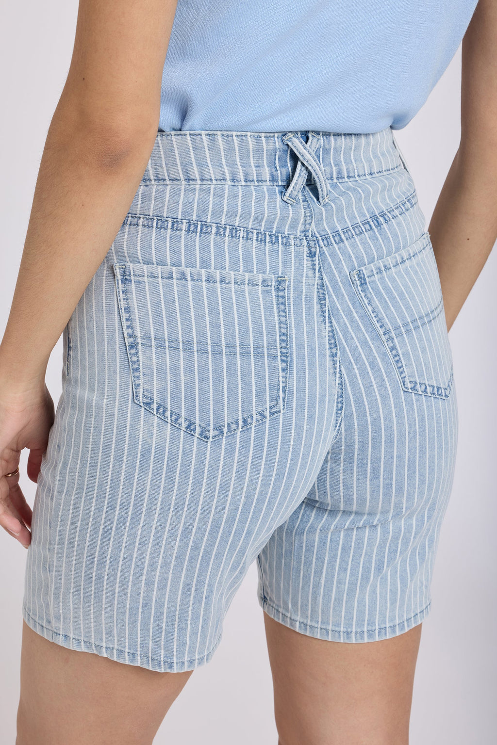 Erin Relaxed Denim Shorts - Azure Stripe
