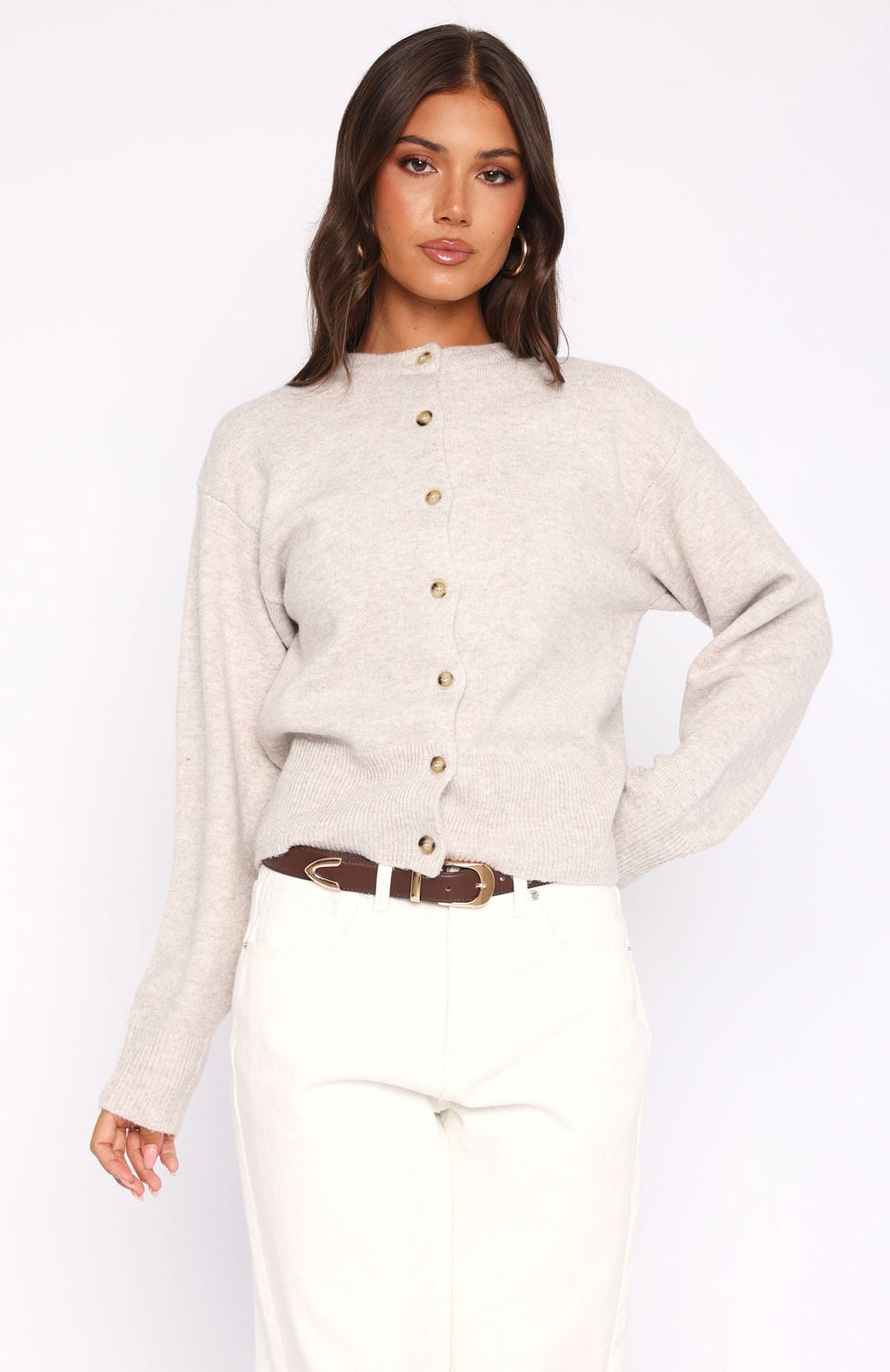 Helping Hand Knit Cardigan Oat