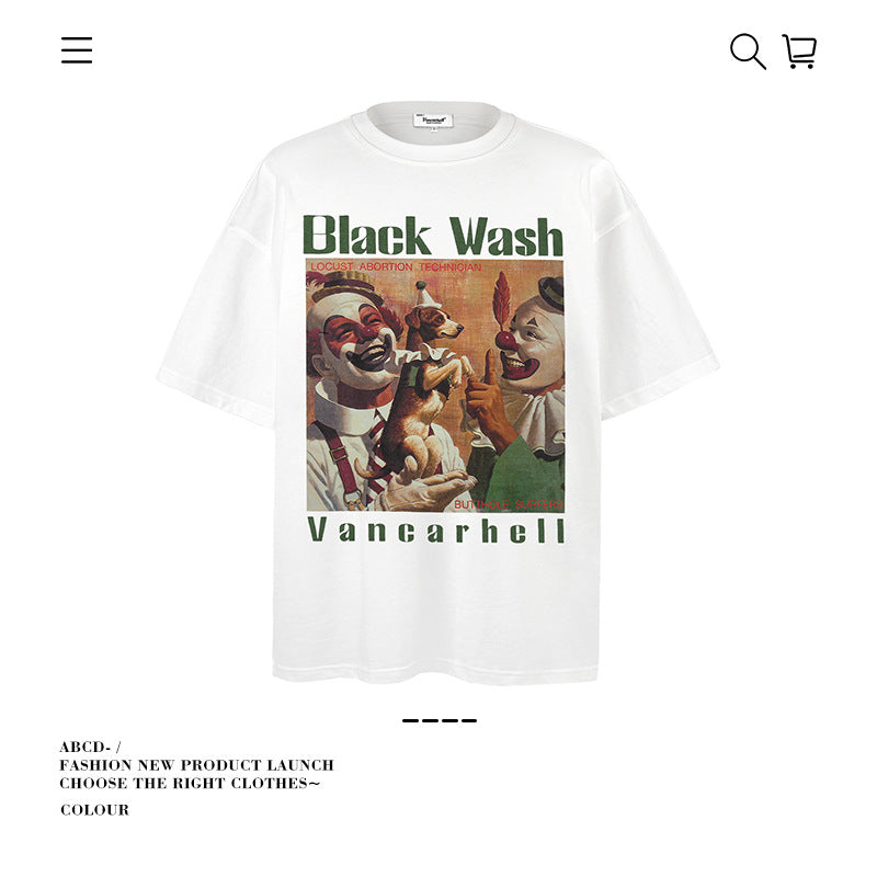American vintage street T-shirt pure cotton retro men's and women's summer loose