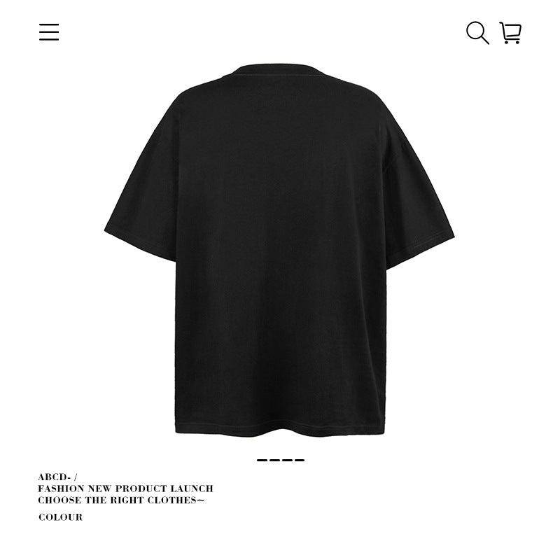 American vintage street T-shirt pure cotton men's and women's summer loose