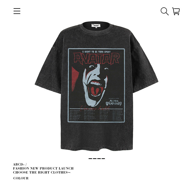 American vintage street T-shirt pure cotton men's and women's summer loose