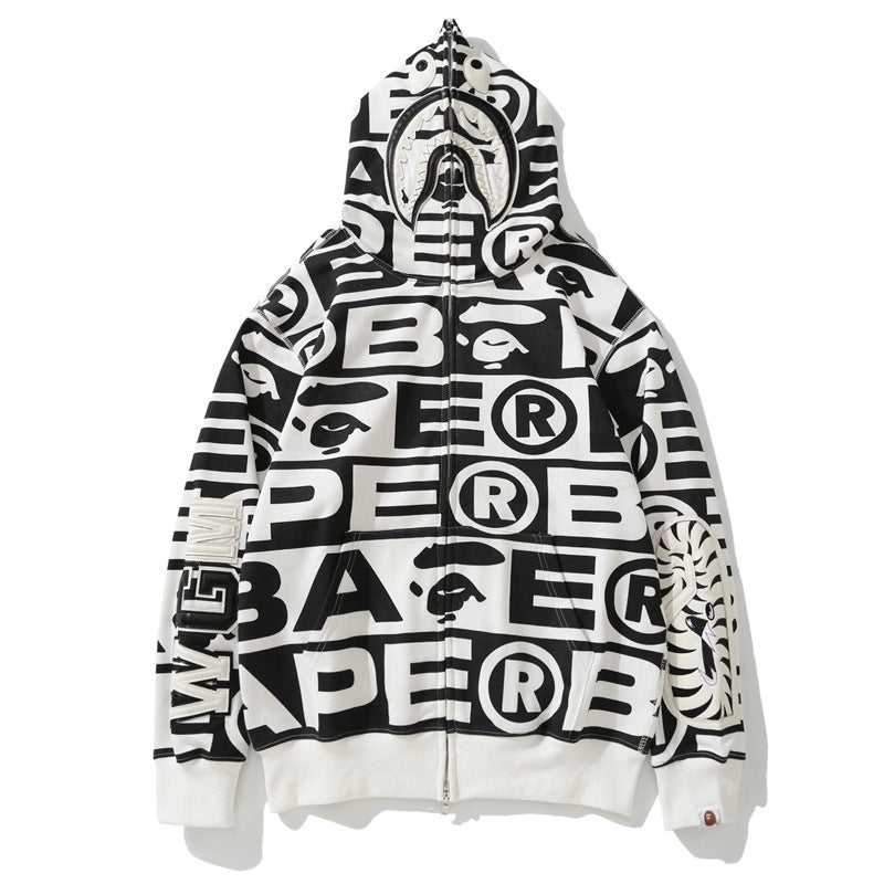 Bathing Ape Hoodie Shark Loose Hooded Sweater Jacket