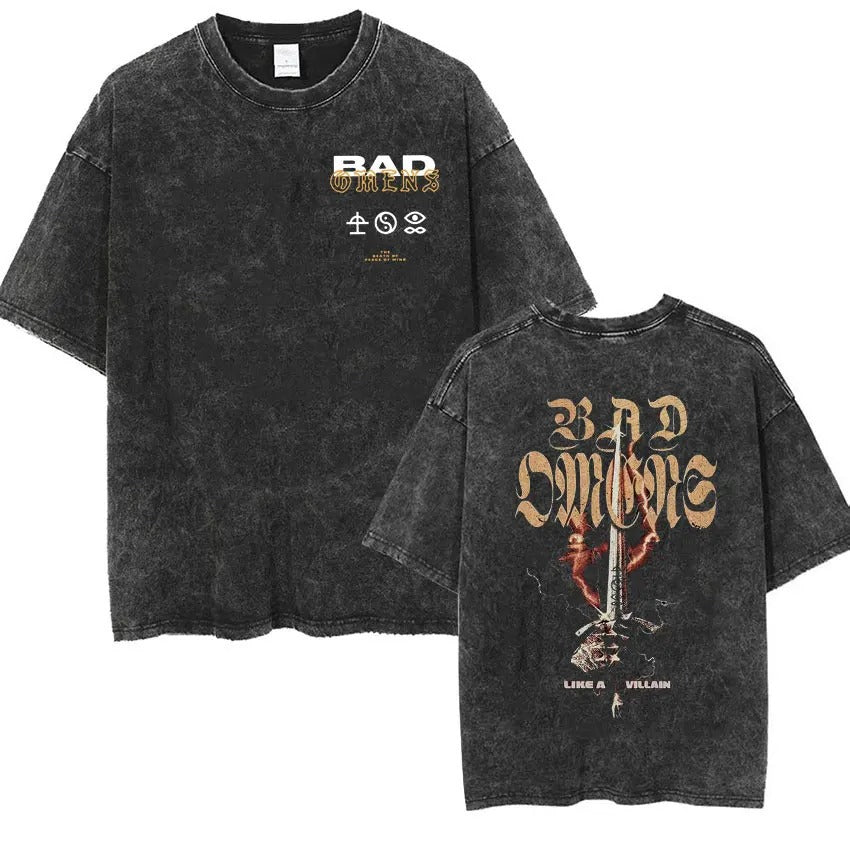 Bad Omens Band Music Tour 2024 Washed T Shirt Retro 90s Men