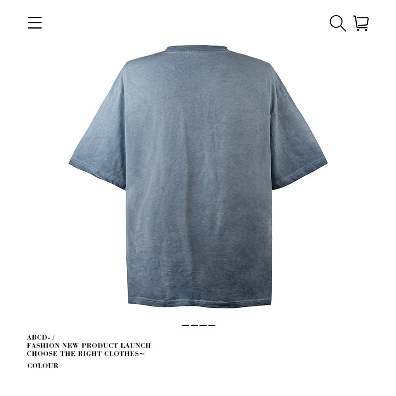 American vintage street T-shirt pure cotton retro men's and women's summer loose half sleeves