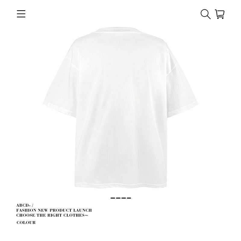 American vintage street T-shirt pure cotton men's and women's summer loose