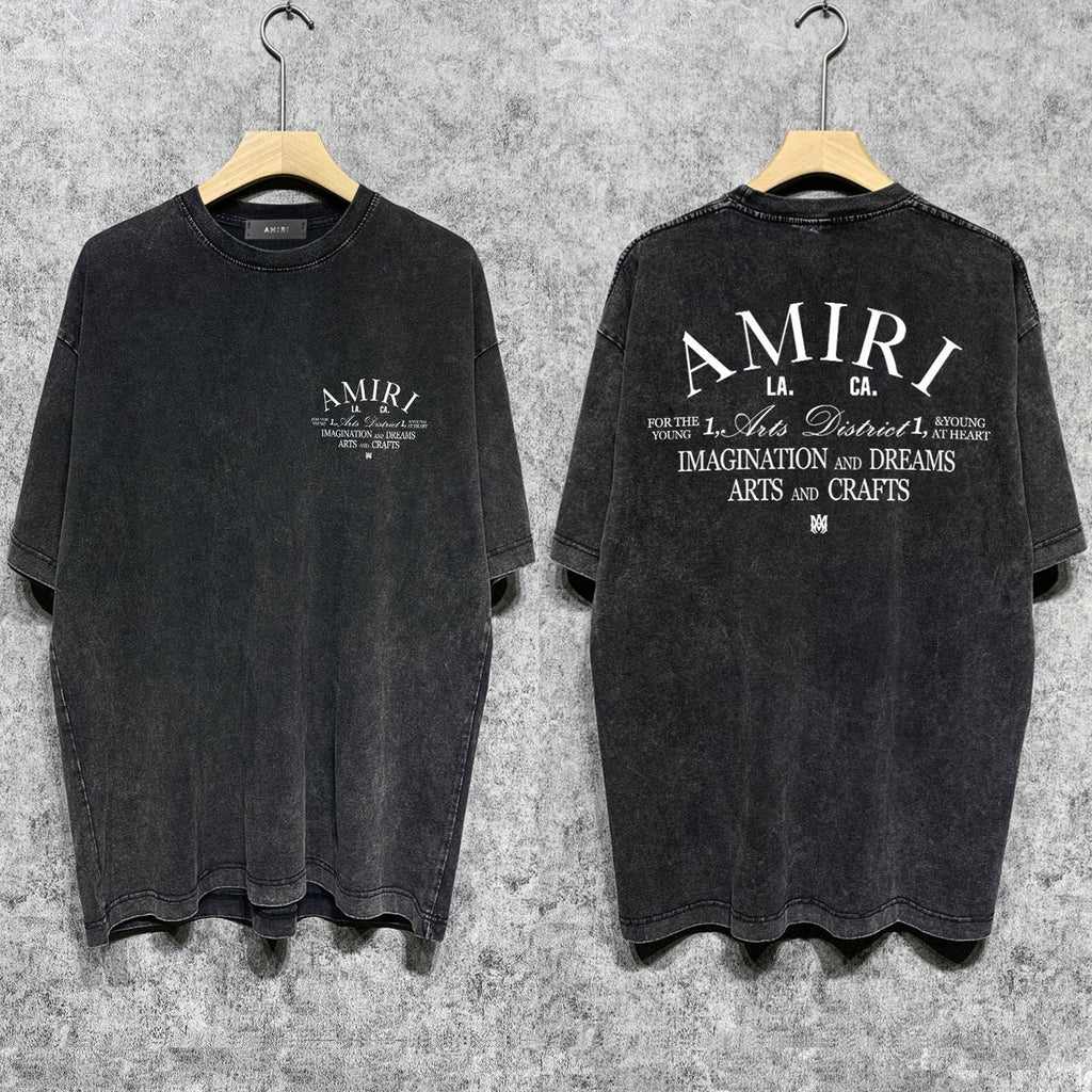 Amiri T Shirts Washed and Worn Retro Short Sleeve T-shirt
