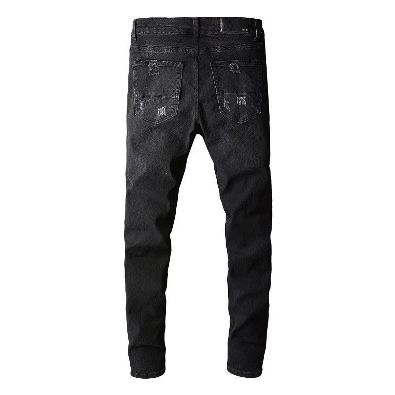 Amiri Jeans Casual Hip Hop Splash-Ink Painted Slim Jeans Men