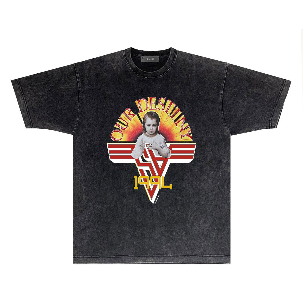 Amiri T Shirts Washed and Worn Retro Short Sleeve T-shirt