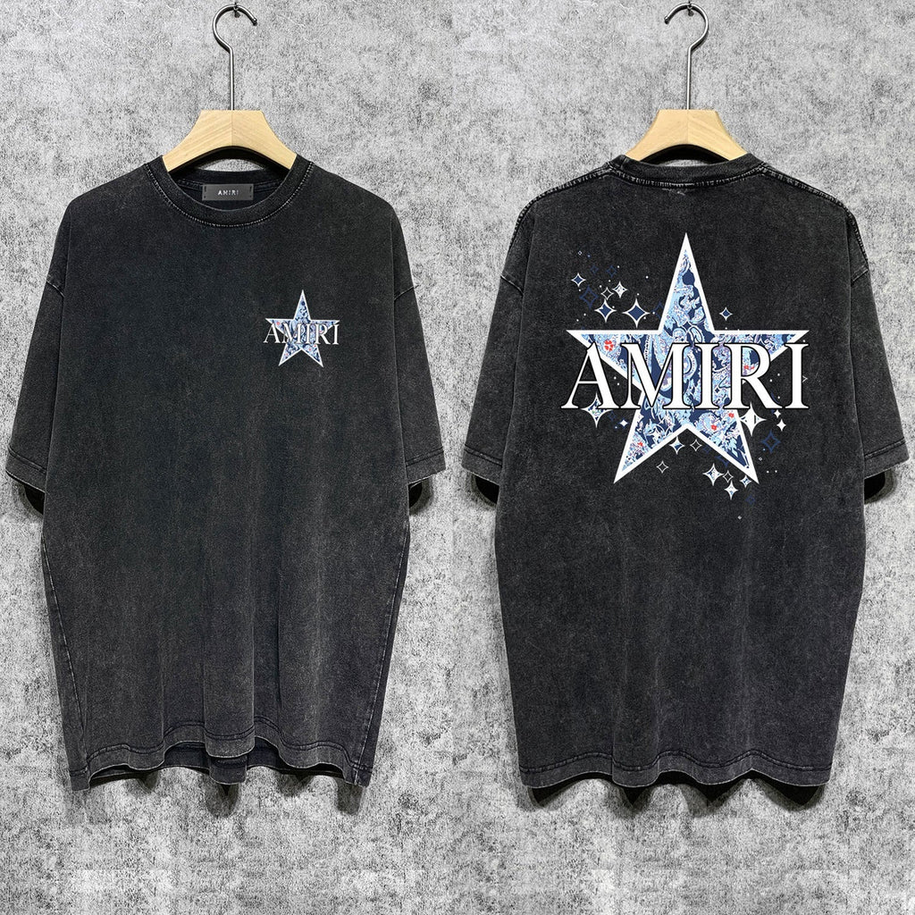 Amiri T-shirt Washed and Worn Retro Short Sleeve T-shirt