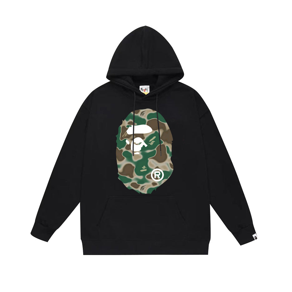 Bathing Ape Hoodie Autumn/Winter Letter Print Loose Hoodie Pullover Ape Sweater