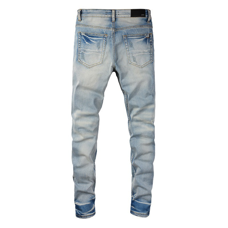 Amiri Jeans Casual Hip Hop Washed Splash-Ink Painted Jeans Men #848