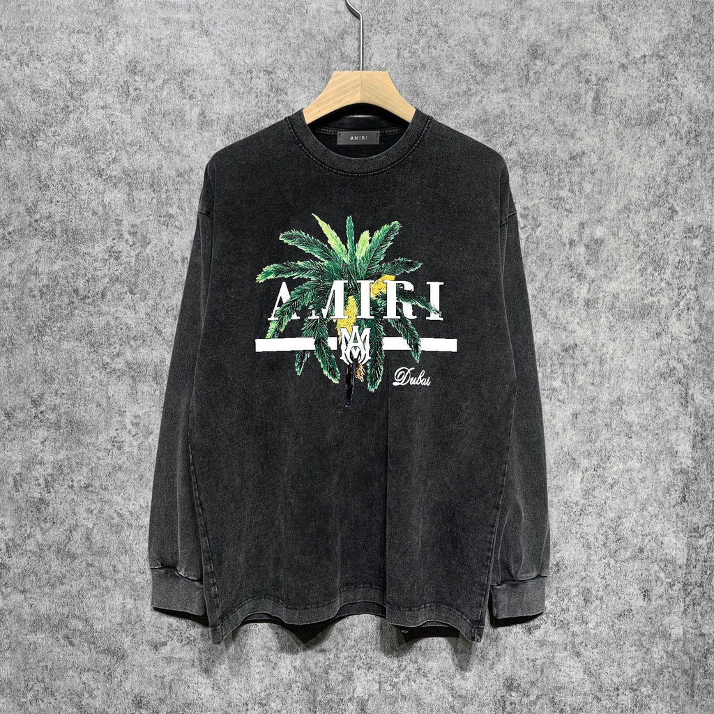 Amiri Long Sleeve Shirt Vintage T Shirt Washed and Worn Vintage Long Sleeve T-shirt
