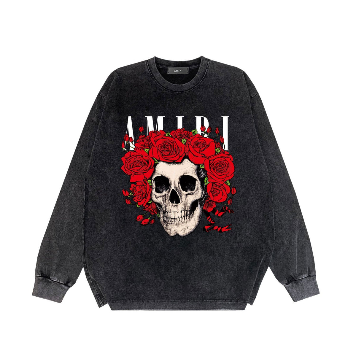 Amiri Long-Sleeve Shirt Skull Pattern Vintage Long Sleeve T-shirt